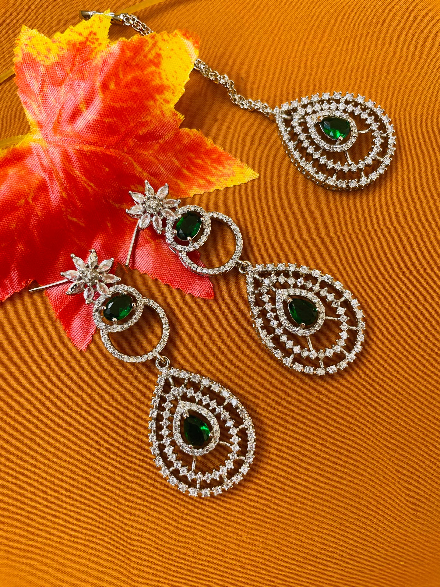 EMERALD BRIDAL NECKLACE SET-Elegance150