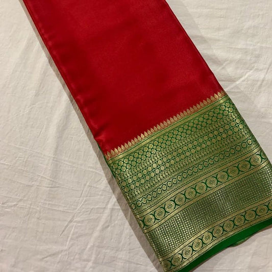 SEMI MYSORE SILK RED