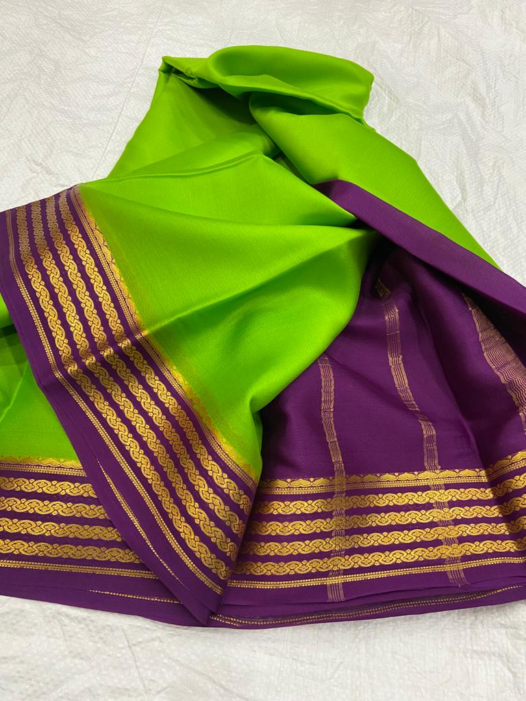 SEMI MYSORE SILK PARROT GREEN