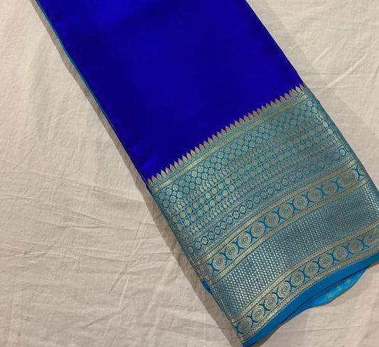 SEMI MYSORE SILK BLUE