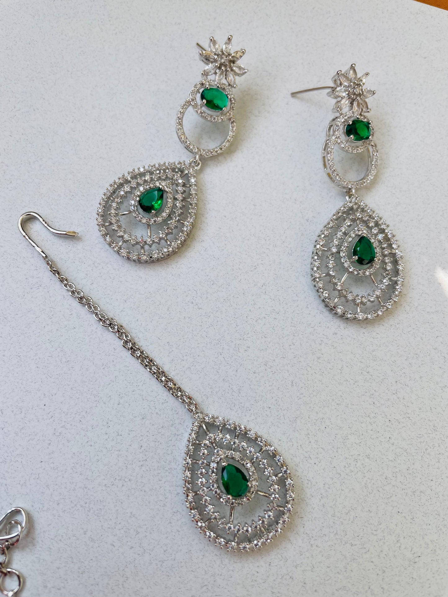 EMERALD BRIDAL NECKLACE SET-Elegance150