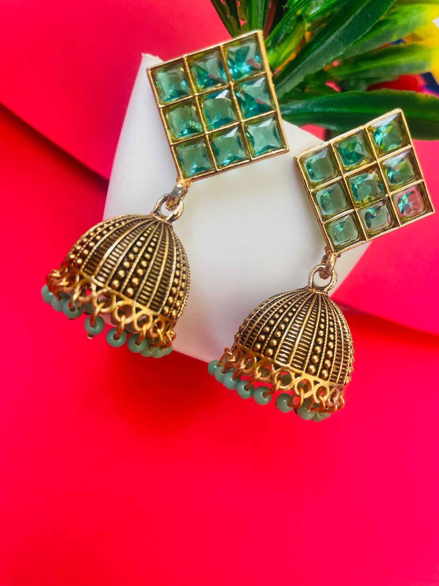 PEACOCK DROP GOLDEN JHUMKA