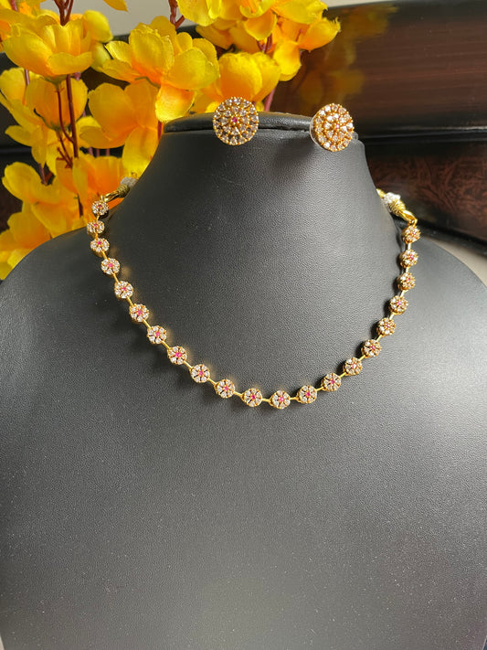 Collar multi stone Golden AD necklace
