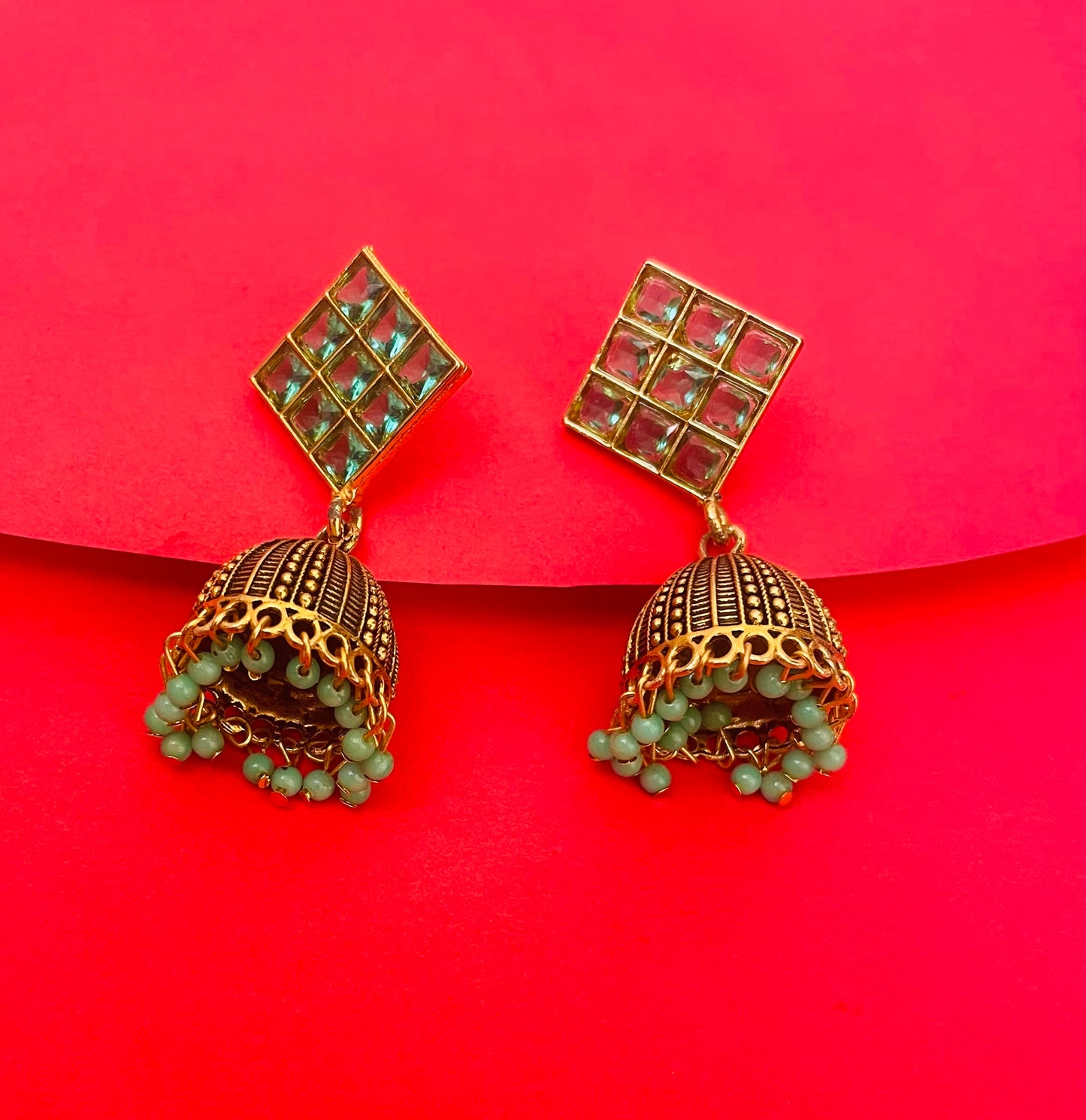 PEACOCK DROP GOLDEN JHUMKA