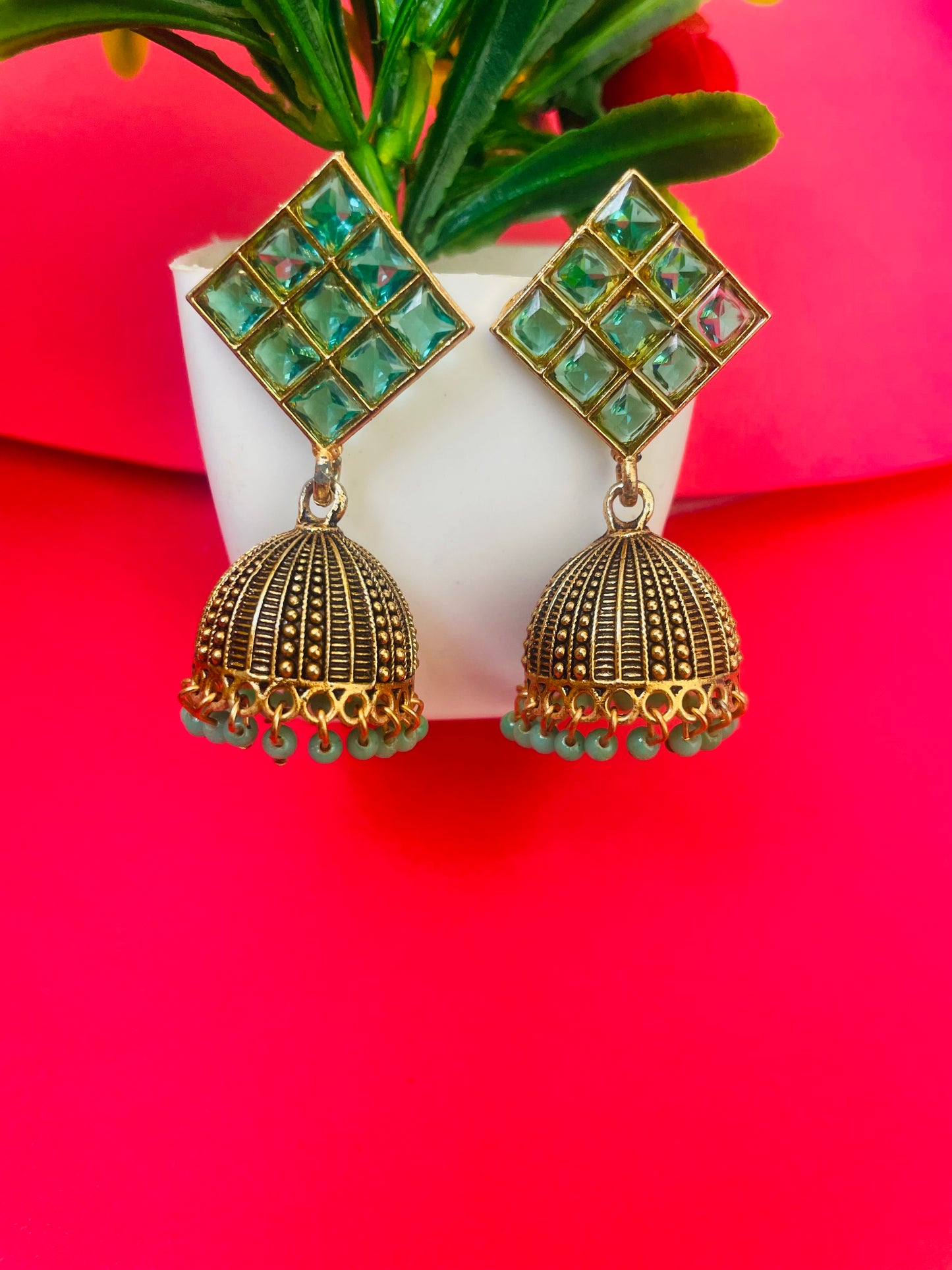 PEACOCK DROP GOLDEN JHUMKA