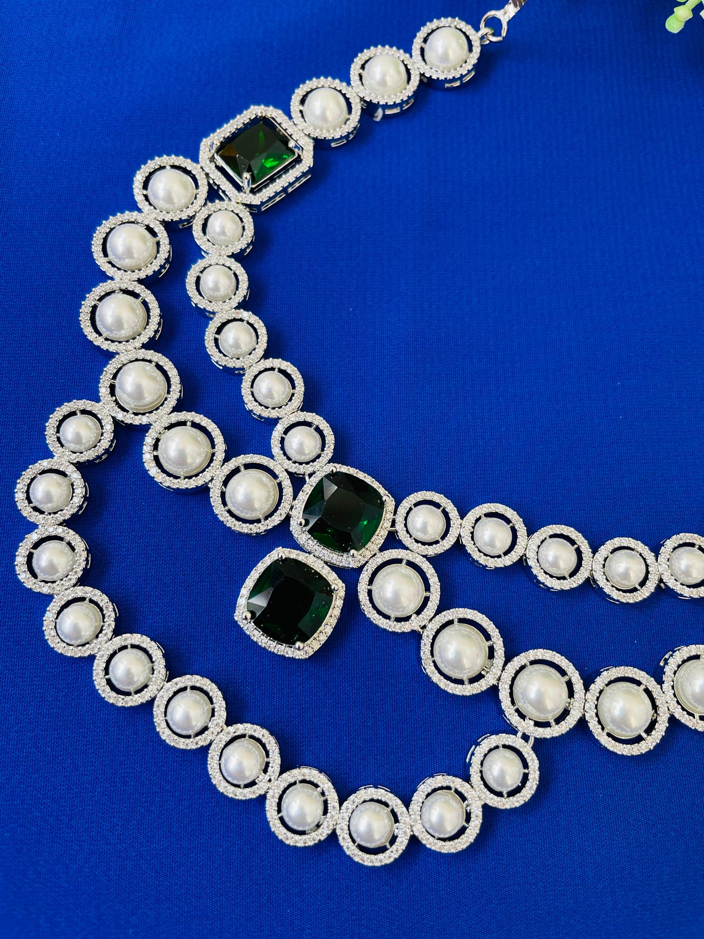 EMERALD BRIDAL NECKLACE SET-Elegance119