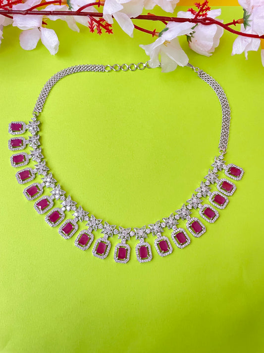 Dark Pink Choker Necklace-Elegance3