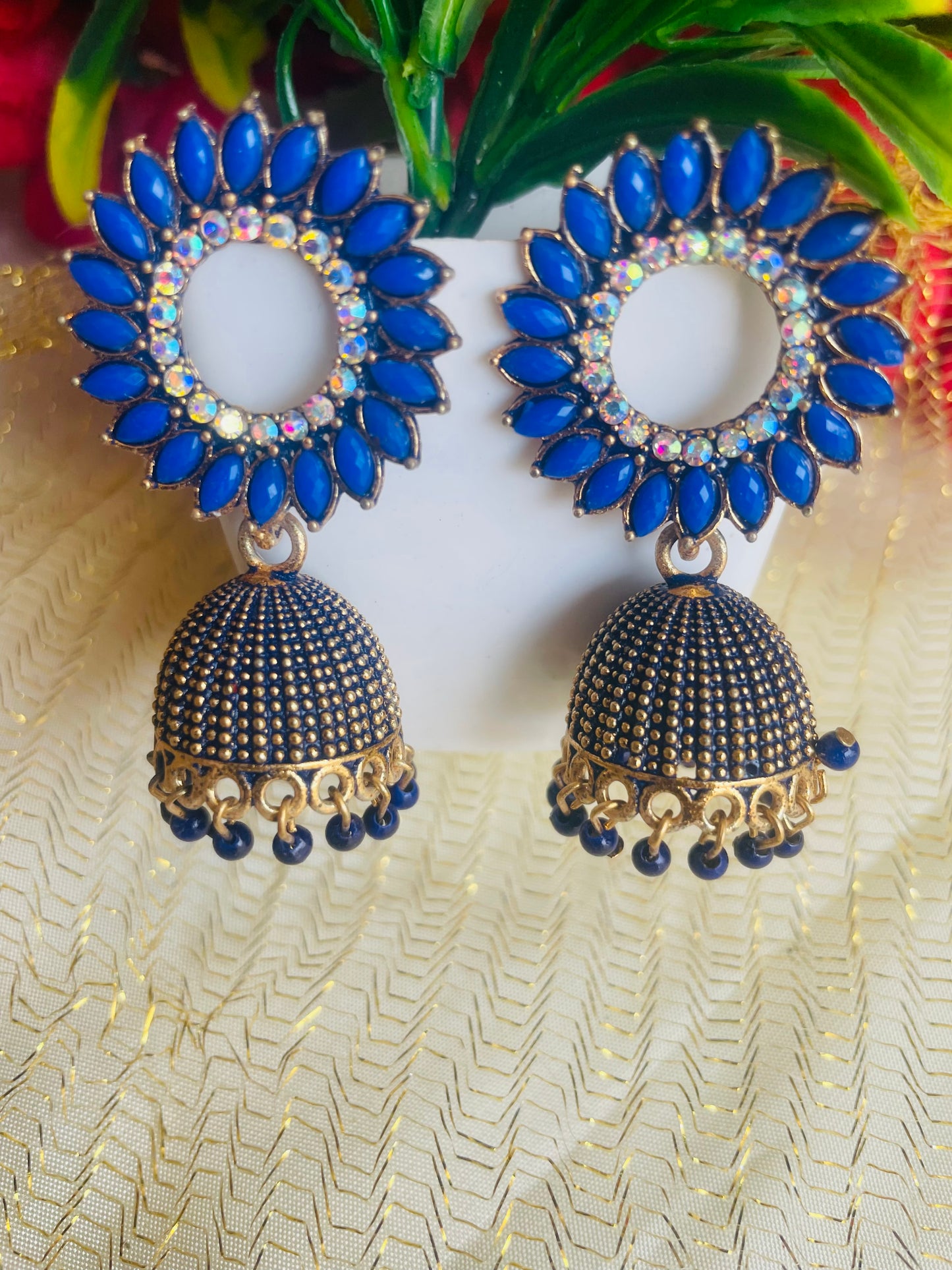 SUN FLOWER BLUE JHUMKIS