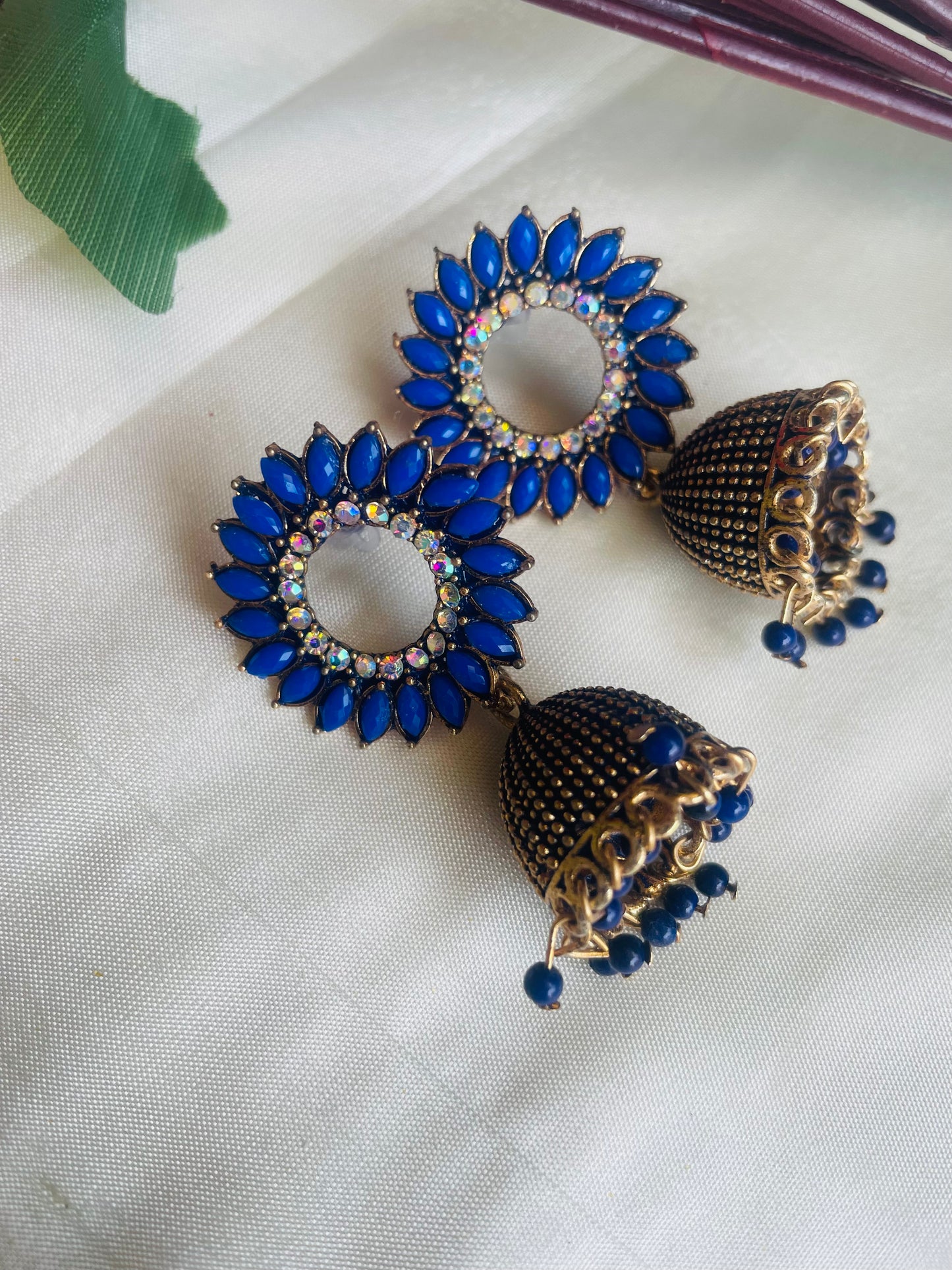 SUN FLOWER BLUE JHUMKIS